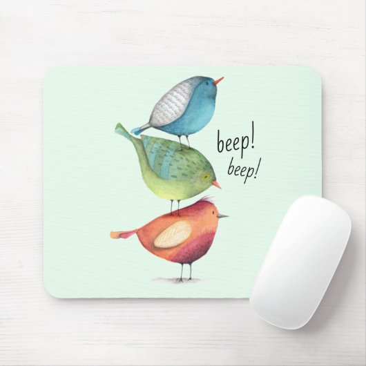 Niedliche fette Vögel stehend auf einander Mousepad (Mit Mouse)