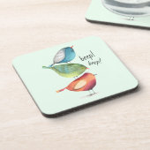 Niedliche fette Vögel stehend auf einander Untersetzer (Linke Seite)