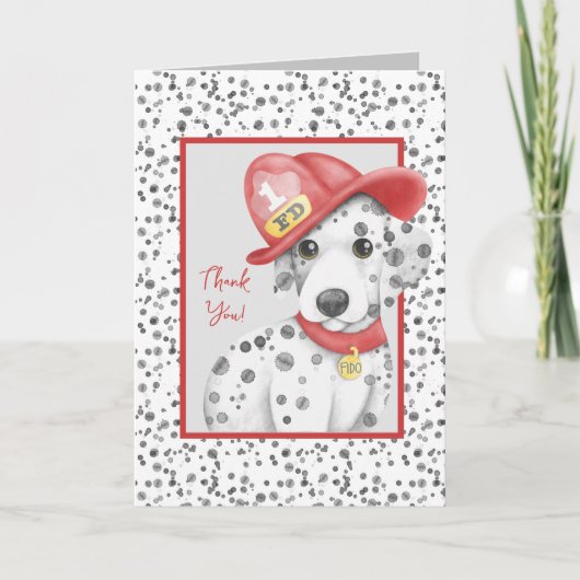 Niedliche Feuerwehrdusche Dalmatiner Dankeskarte (Vorderseite)