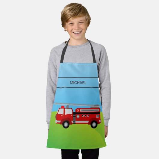 Niedliche Feuerwehrkinder Schürze (Getragen)