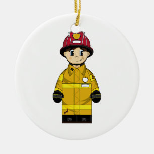 Niedliche Feuerwehrmann-Verzierung Keramik Ornament