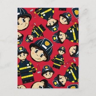 Niedliche Feuerwehrpostkarte Postkarte