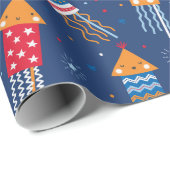 Niedliche Feuerwerkskörper, rot-weiß-orange Geschenkpapier (Rolleneckpunkt)