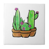 Niedliche Fiesta Cactus cacti succuli Fliese (Vorderseite)