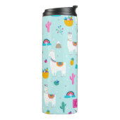 Niedliche Fiesta Llamas mit Rainbows Personalisier Thermosbecher (Nach links gedreht)