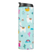 Niedliche Fiesta Llamas mit Rainbows Personalisier Thermosbecher (Nach rechts gedreht)