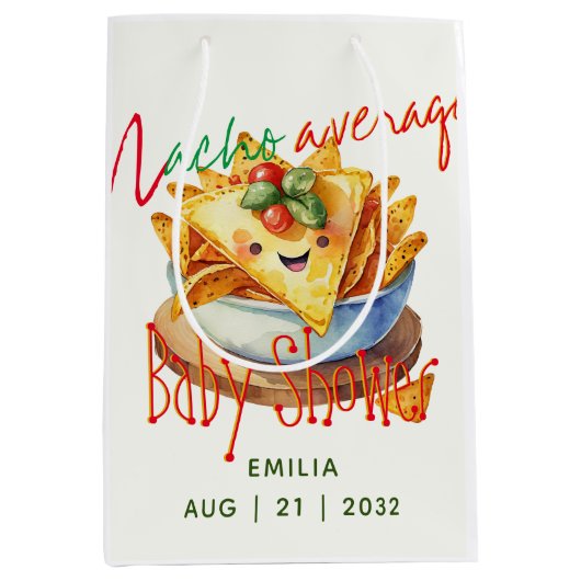 Niedliche Fiesta Nacho Average Baby Dusche nach Ma Mittlere Geschenktüte (Vorderseite)