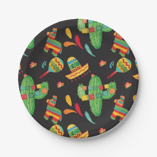 Niedliche Fiesta Paper-Teller für Wasserfarben Pappteller (Vorderseite)