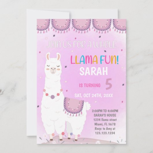 Niedliche Fiesta Party Card für Mädchen oder Kinde Einladung (Vorderseite)