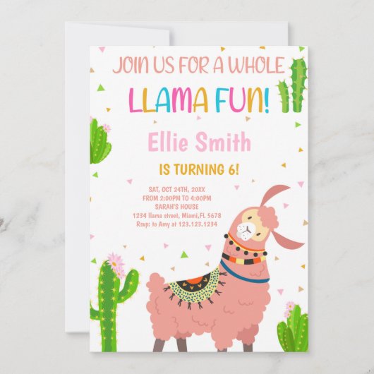 Niedliche Fiesta Party Card für Mädchen oder Klein Einladung (Vorderseite)