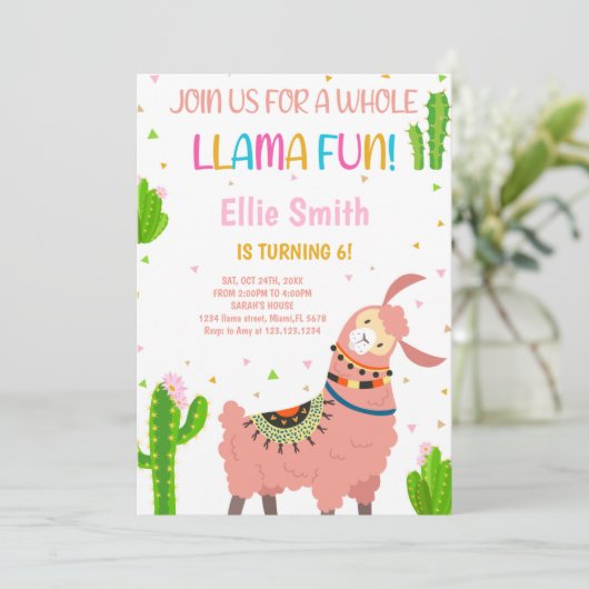 Niedliche Fiesta Party Card für Mädchen oder Klein Einladung (Stehend Vorderseite)