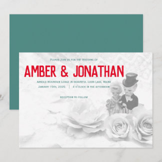 niedliche Figuren und Hochzeitseinladung Einladung