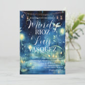 Niedliche Fireflies String Lights Hochzeitseinladu Einladung (Stehend Vorderseite)