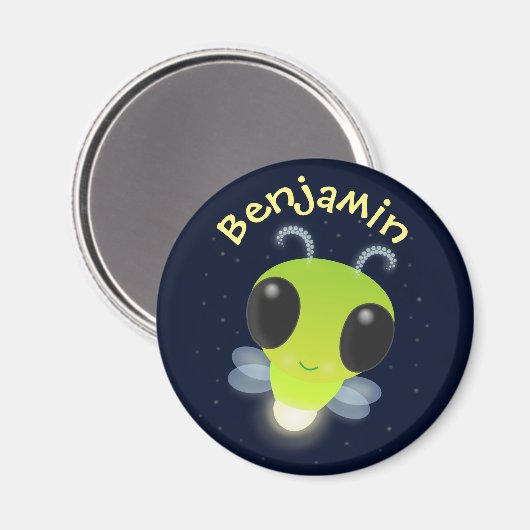 Niedliche Firefly-Glow-Bug-Cartoon-Abbildung Magnet (Vorderseite/Rückseite)