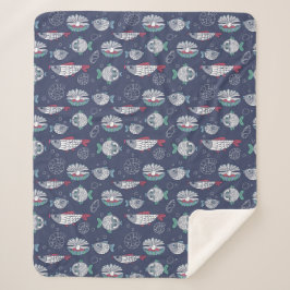 Niedliche Fisch-Muster-Decken Sherpadecke