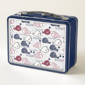 Niedliche Fisch Muster individuelle Name Lunch Box (Rückseite)