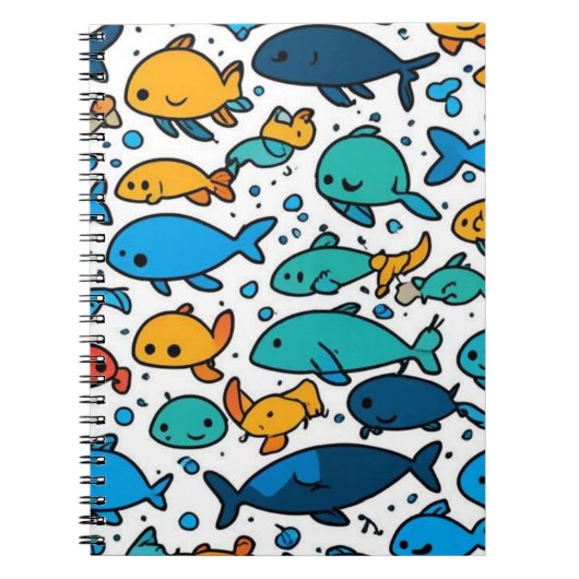 Niedliche Fisch-Muster-Notebook Notizblock (Vorderseite)