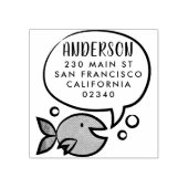 Niedliche Fisch-Sprechblase Familienname Rücksende Gummistempel (Prägung)