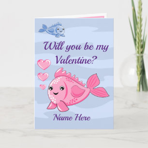 Niedliche Fisch Valentine Faltenkarte Karte