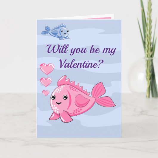 Niedliche Fisch Valentine Faltenkarte Karte (Vorderseite)