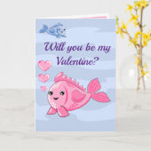 Niedliche Fisch Valentine Faltenkarte Karte (Gelbe Blume)