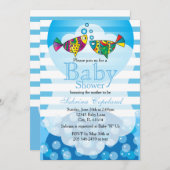 Niedliche Fischblasen Babydusche Theme Einladung (Vorne/Hinten)