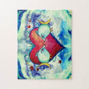 Niedliche Fische und Herz Puzzle