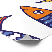 Niedliche Fischillustrierung: Kinder nahtloser Hin Poster (Ecke)