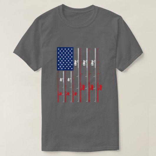 Niedliche Fischjagd unter US-Flagge  T-Shirt (Design vorne)