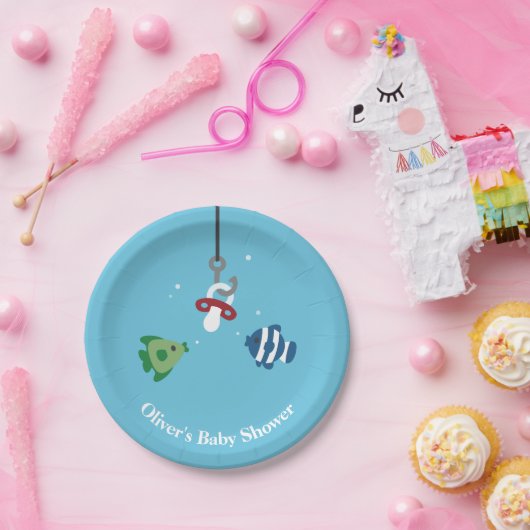 Niedliche Fischköderfischerei Baby-Duschpapier Tel Pappteller (Party)