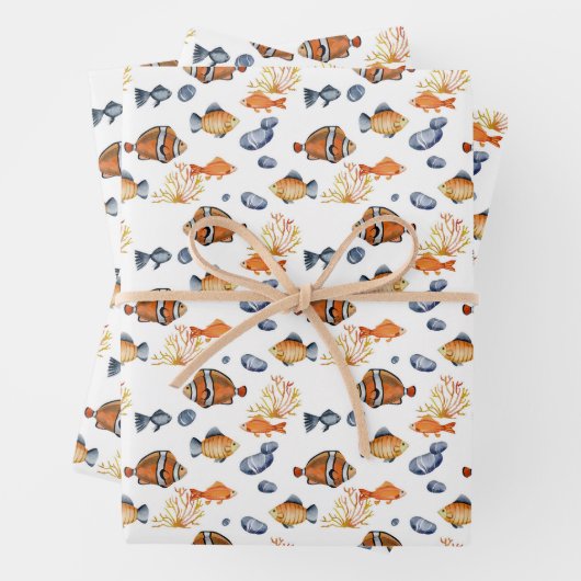 Niedliche Fischliebhaber Geschenkpapier Set (Beispiel)