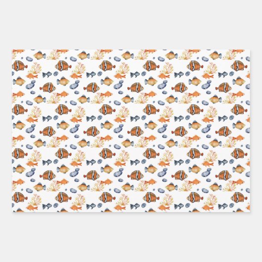 Niedliche Fischliebhaber Geschenkpapier Set (Vorderseite)