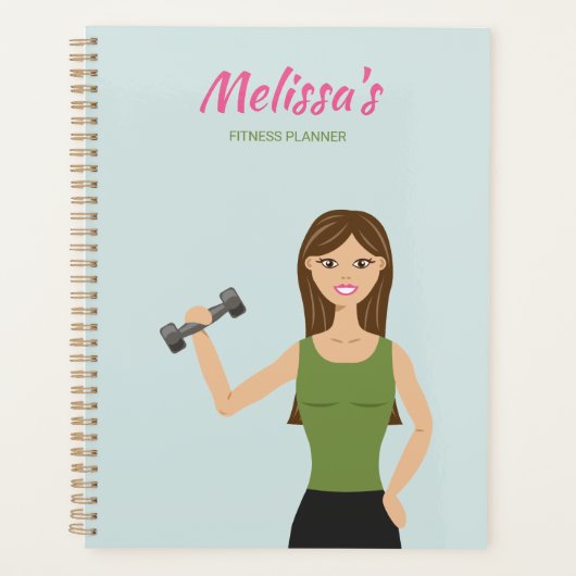 Niedliche Fitness Girl Illustration Workout Fitnes Planer (Vorderseite)