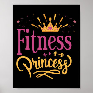 Niedliche Fitness Princess Girl's with Crown Worko Poster