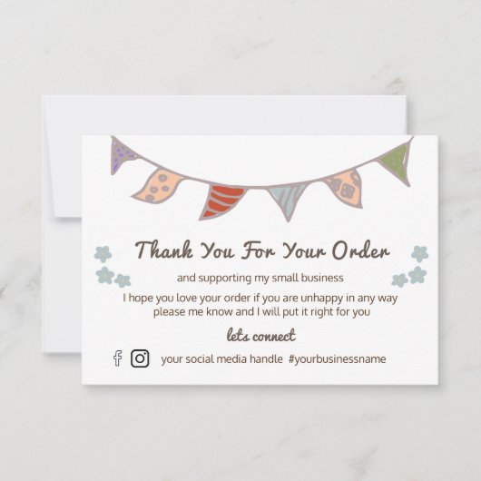 Niedliche Flag & Blume Vielen Dank für Ihre Bestel Dankeskarte (Vorderseite)