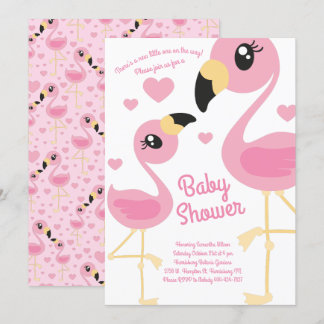 Niedliche Flamingo Baby Dusche Tropical Beach Pink Einladung