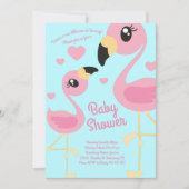 Niedliche Flamingo Baby Dusche Tropical Beach Pink Einladung (Vorderseite)