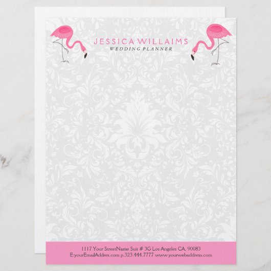 Niedliche Flamingo-Illustration Briefbogen (Vorne/Hinten)