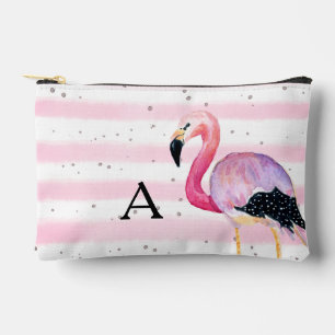 Niedliche Flamingo Monogram Rosa Streifen Niedlich Zubehörtasche