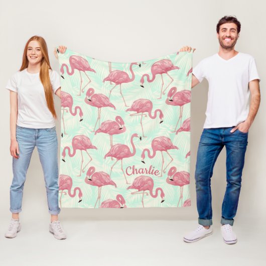 Niedliche Flamingo Muster individuelle Name Fleece (Beispiel)