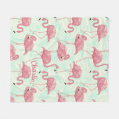 Niedliche Flamingo Muster individuelle Name Fleece (Vorderseite (Horizontal))