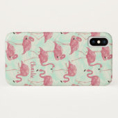 Niedliche Flamingo Muster individuelle Name Gehäus Case-Mate iPhone Hülle (Rückseite (Horizontal))