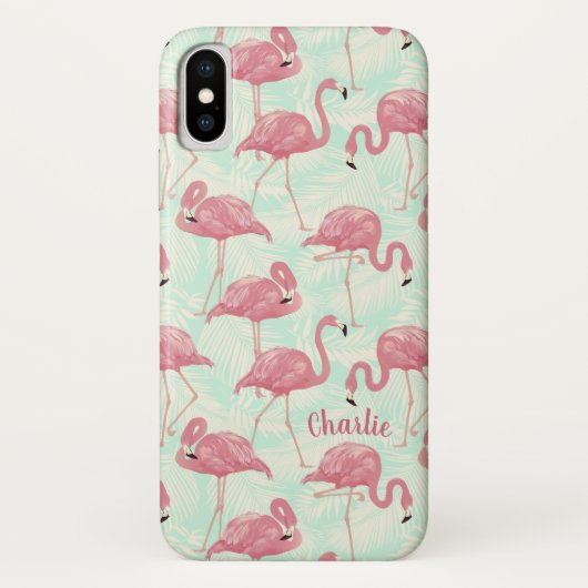 Niedliche Flamingo Muster individuelle Name Gehäus Case-Mate iPhone Hülle (Rückseite)