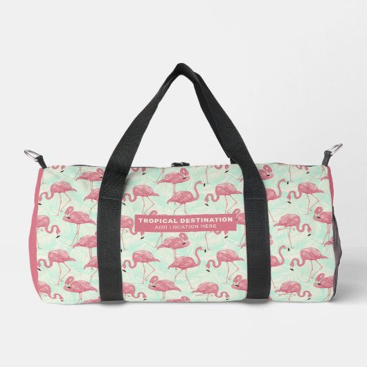 Niedliche Flamingo Muster individuelle Name & Text Duffle Bag (Vorderseite)