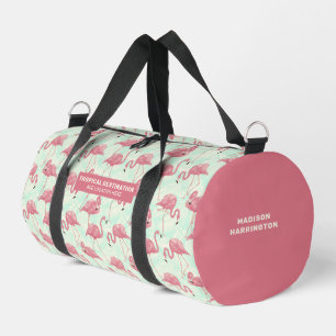 Niedliche Flamingo Muster individuelle Name & Text Duffle Bag