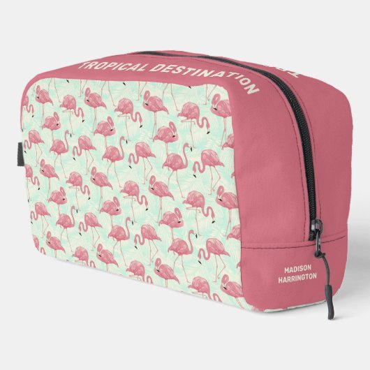 Niedliche Flamingo Muster individuelle Name & Text Waschbeutel (Rechte Ecke)