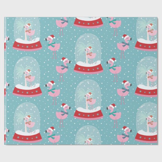 Niedliche Flamingo-Schneeglocken Geschenkpapier (Flach)