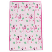 Niedliche Flamingo Tropical Blume Muster Pink Mittlere Geschenktüte (Vorderseite)
