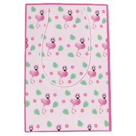 Niedliche Flamingo Tropical Blume Muster Pink Mittlere Geschenktüte