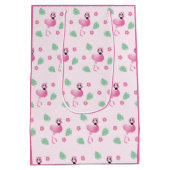 Niedliche Flamingo Tropical Blume Muster Pink Mittlere Geschenktüte (Rückseite)